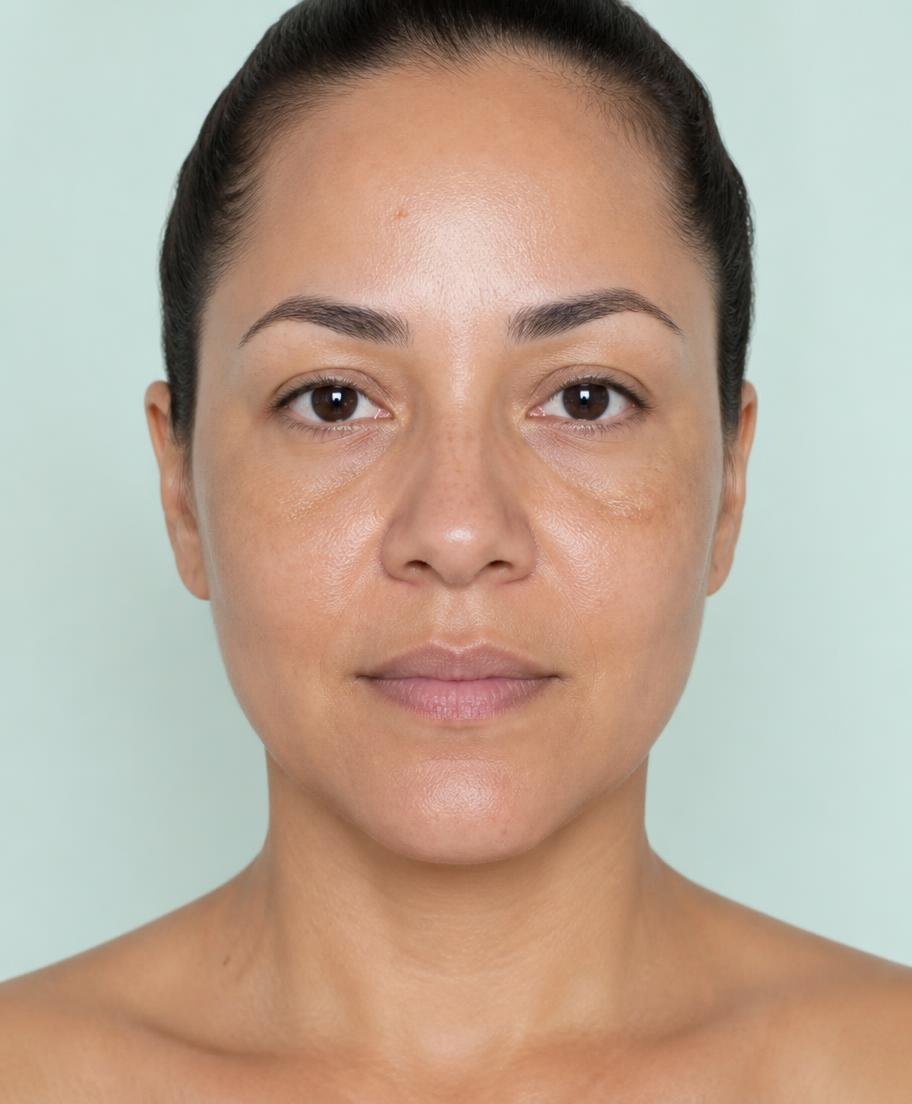 Aparência da pele após rotina de cuidados — simulação